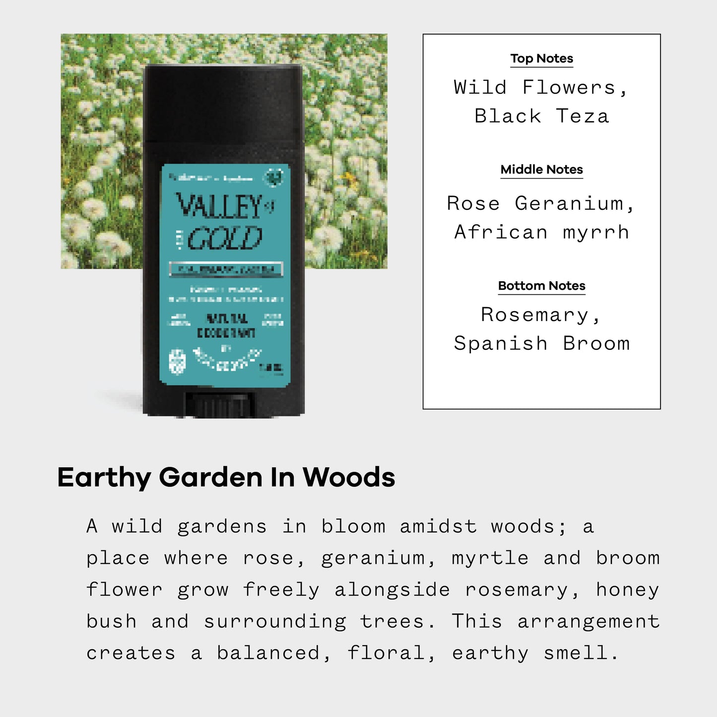 Valley of Gold Natural Deodorant – Wildflowers, Rose & Rosemary | Aluminum-Free, 2.65oz