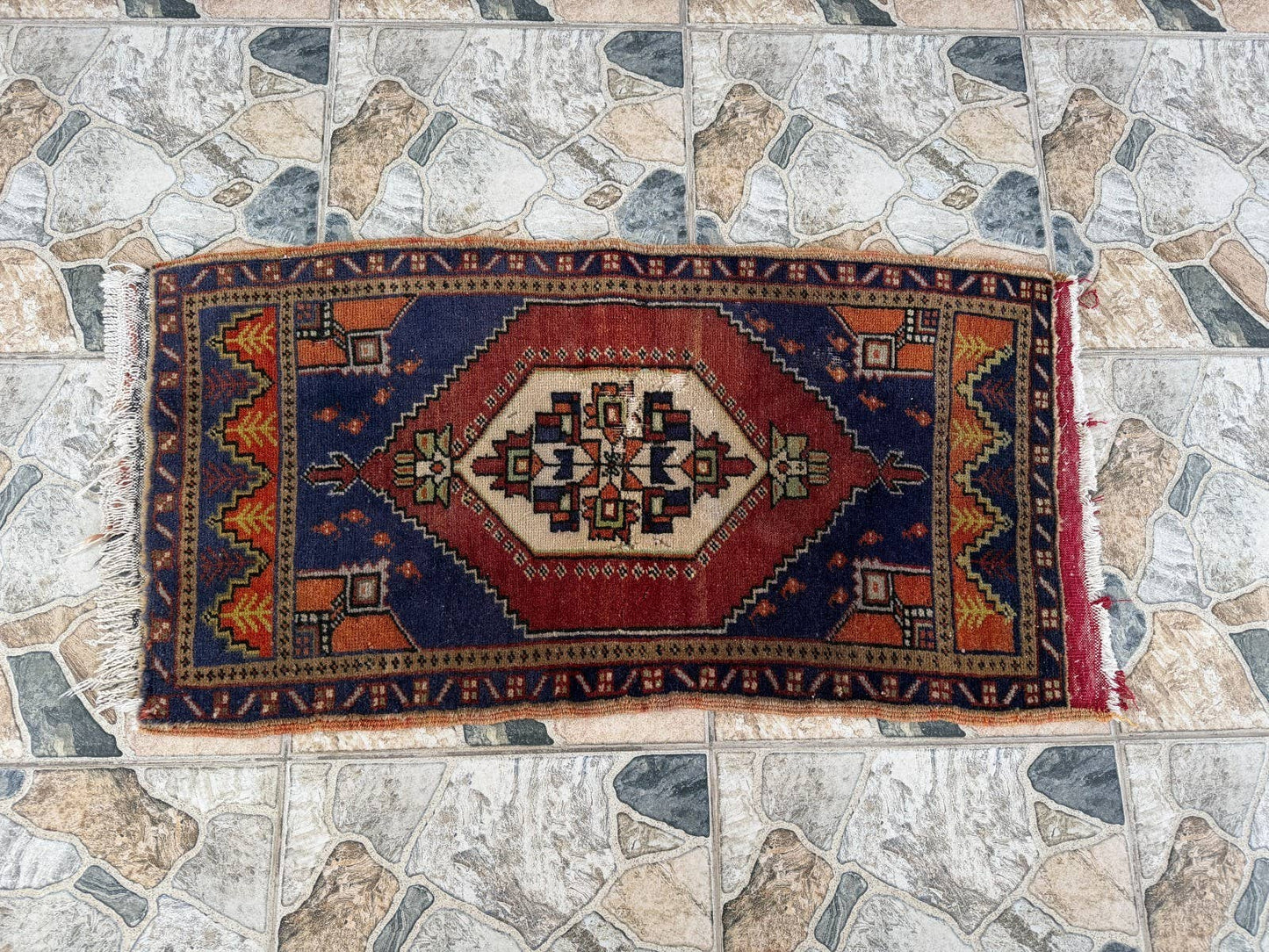 Vintage Turkish Wool Rug - Anatolian Tribal Small