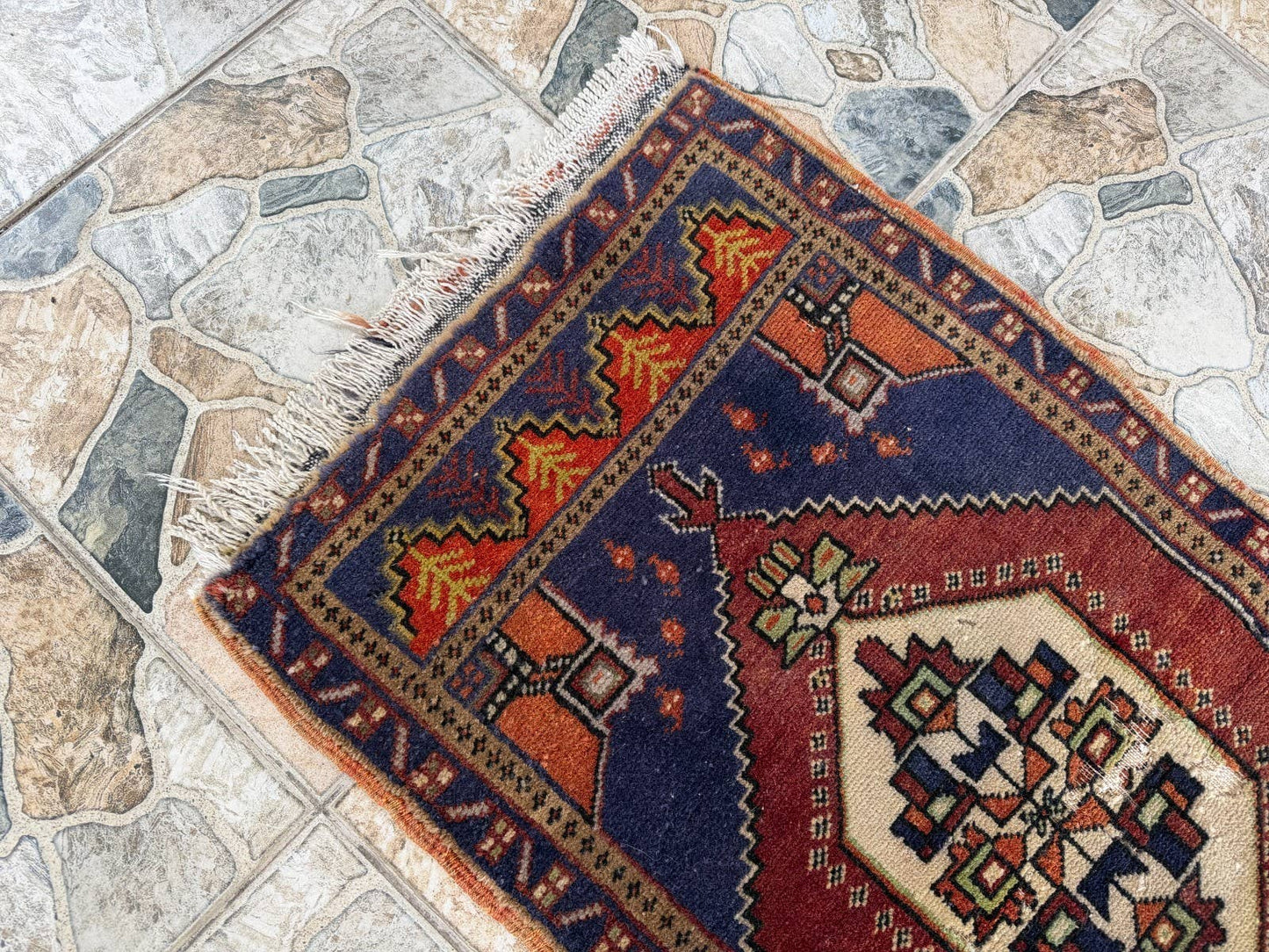 Vintage Turkish Wool Rug - Anatolian Tribal Small
