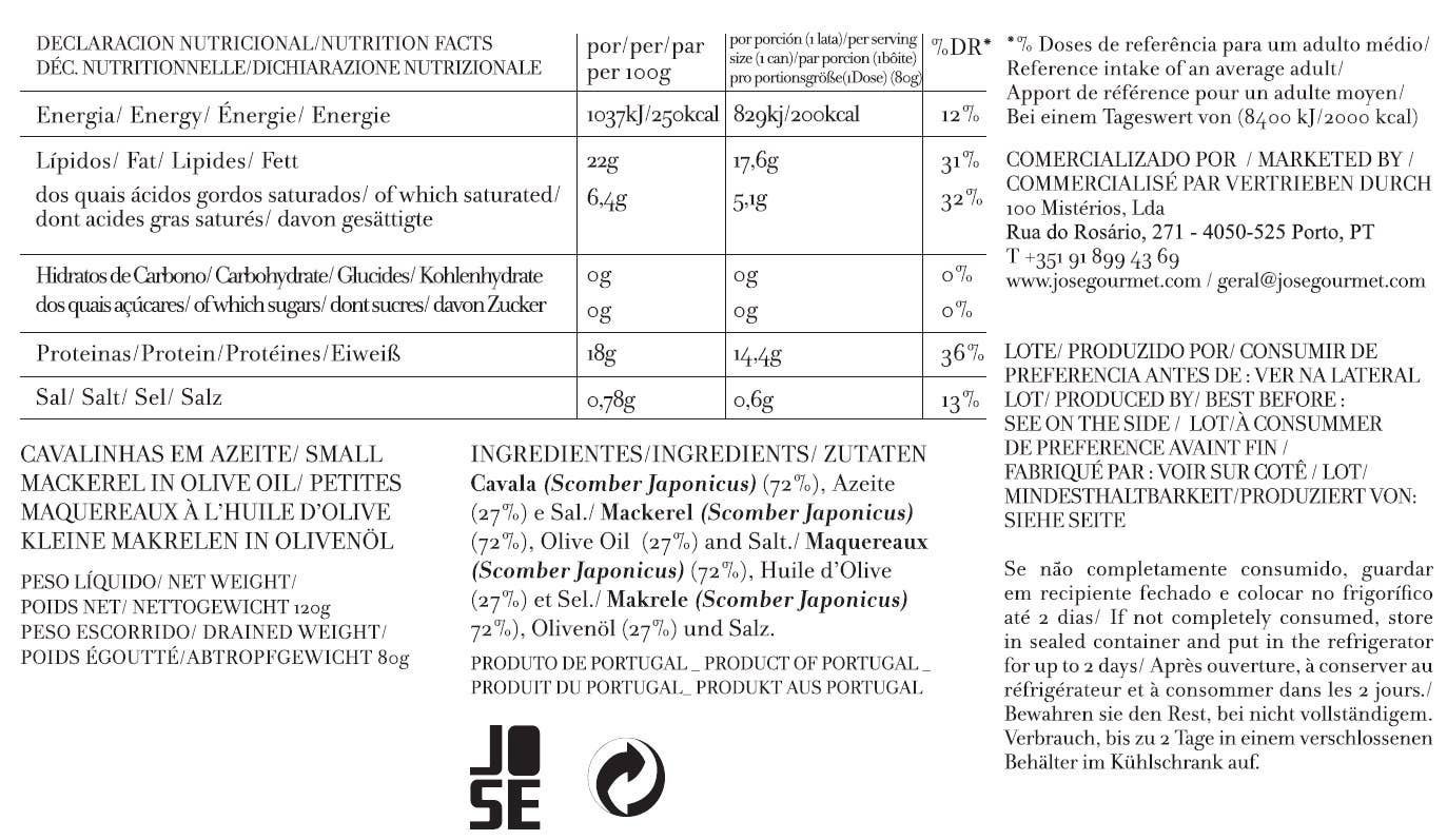 Jose Gourmet Small Mackerel in Olive Oil, 90g