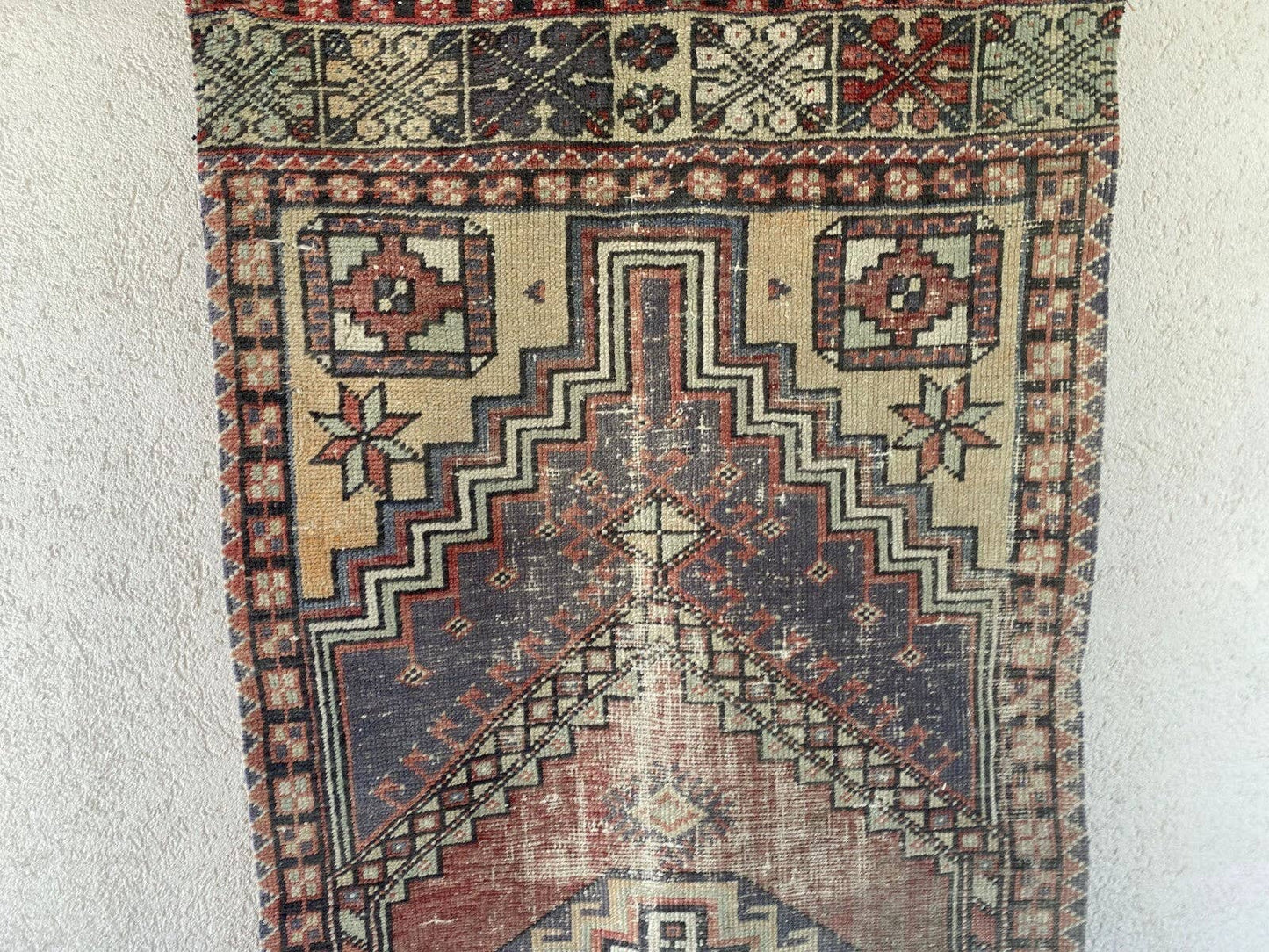 Vintage Antique Anatolian Farmhouse Geometric Tribal Rug 2x6