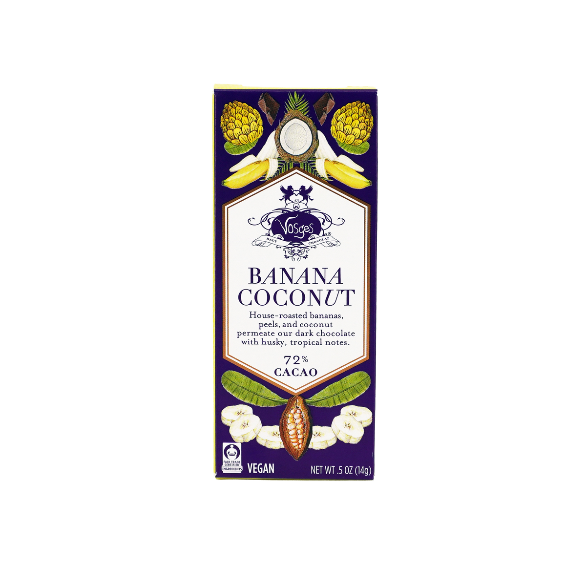 Mini Dark Chocolate Banana & Coconut Bar: 72% Cacao, 24 Pcs