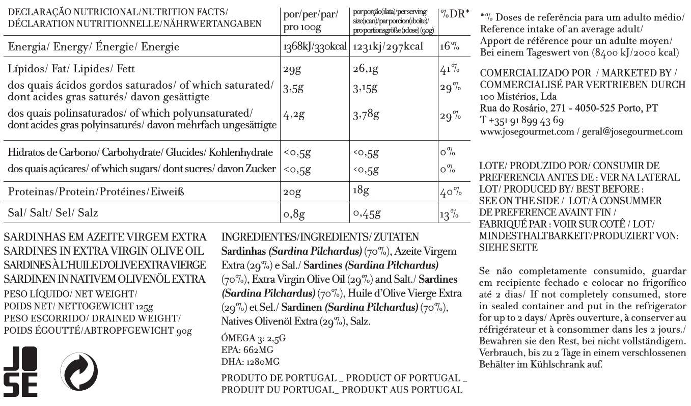 Jose Gourmet Sardines in Extra Virgin Olive Oil, 125g