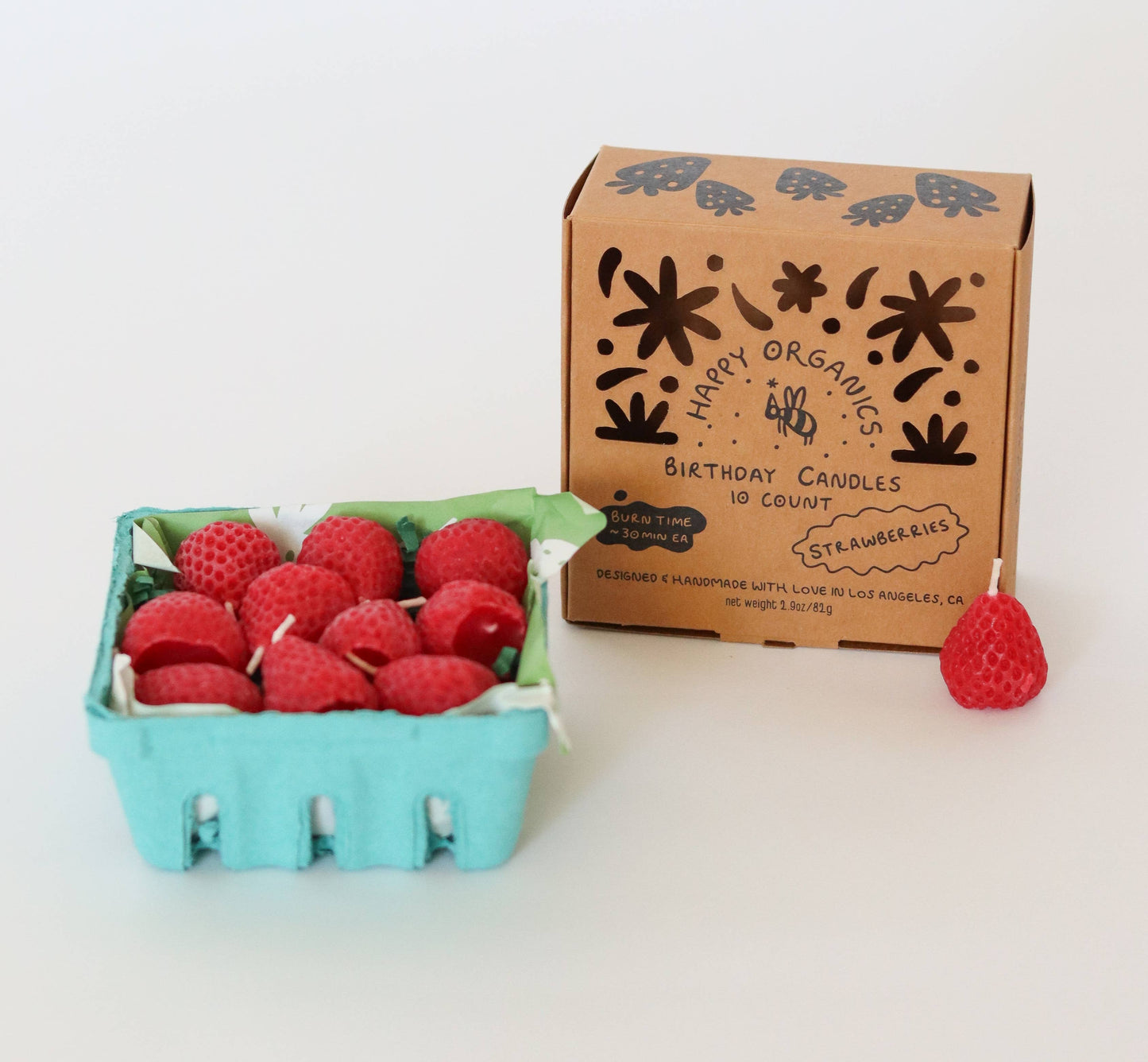 Strawberry Beeswax Birthday Candles