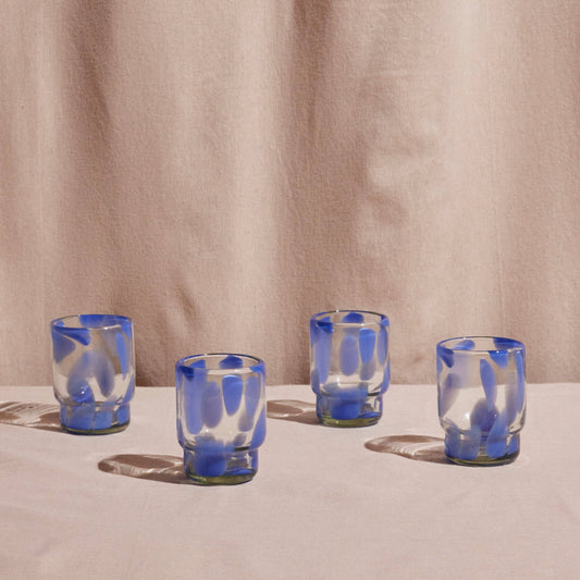 Marta Stackable Glass Blue & Clear (Set of 4)